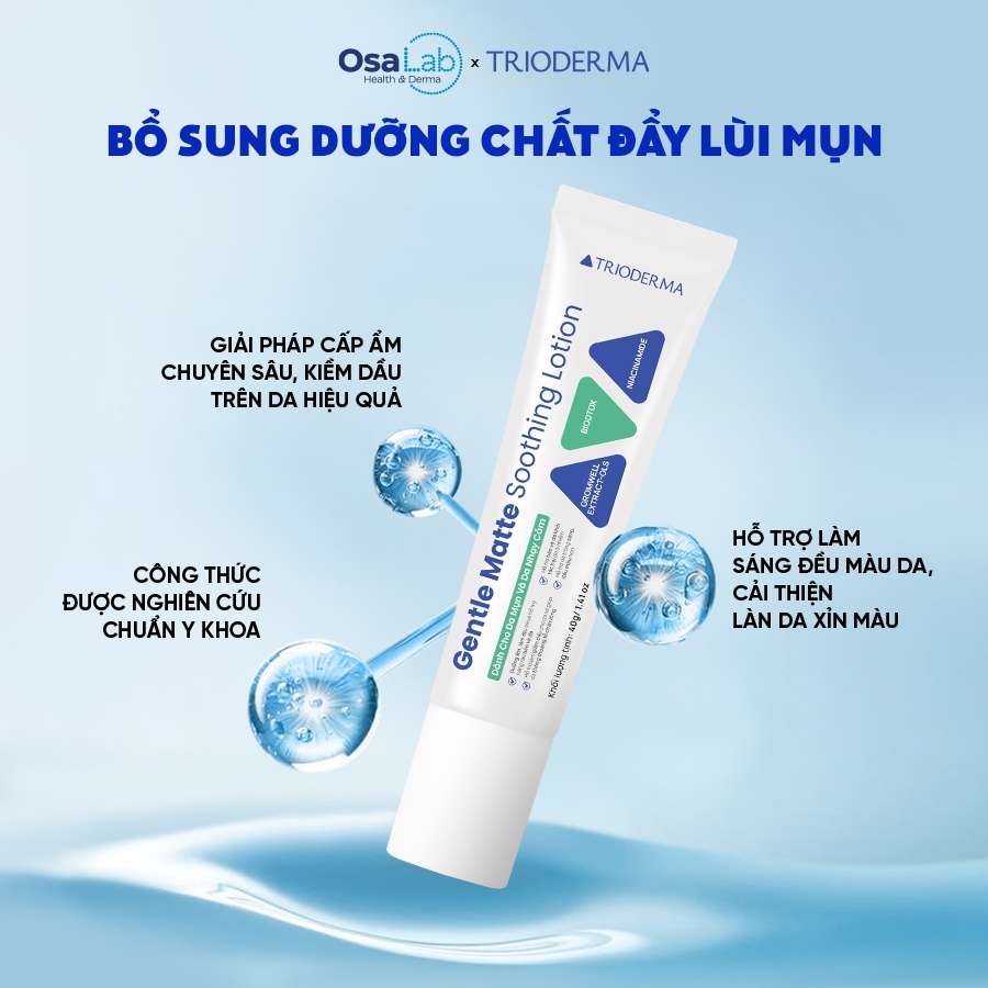 Kem dưỡng hỗ trợ phục hồi và bảo vệ làn da Trioderma Gentle Matte Soothing Lotion