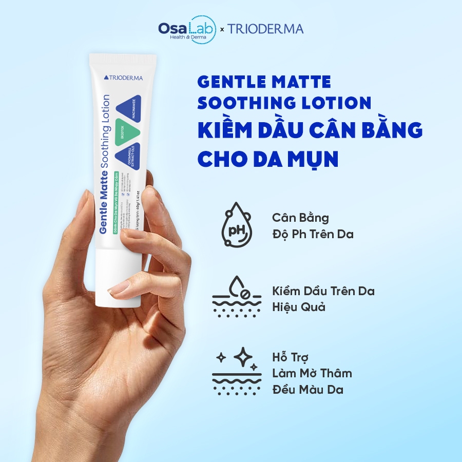 Kem dưỡng hỗ trợ phục hồi và bảo vệ làn da Trioderma Gentle Matte Soothing Lotion
