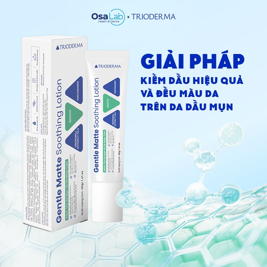 Kem dưỡng hỗ trợ phục hồi và bảo vệ làn da Trioderma Gentle Matte Soothing Lotion