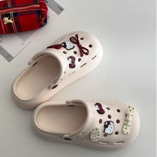 Dép sục nữ đế cao 4cm basic kèm charm Mèo nơ đỏ kiểu sandal quai hậu dễ thương CS-278 Mita