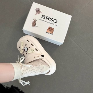 Dép sục nữ đế cao 4cm basic kèm charm Mèo nơ đỏ kiểu sandal quai hậu dễ thương CS-278 Mita
