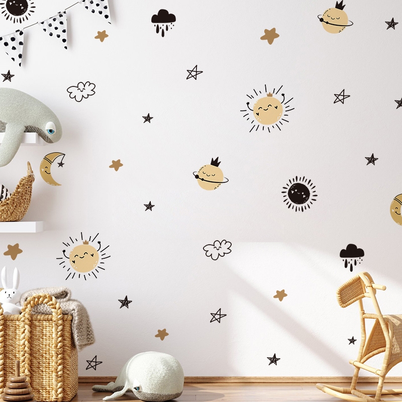 Sticker Decal Dán Tường Mẫu Vũ Trụ 1 Có Keo Sẵn - Trang Trí Cửa Kính - Decor Quán Cafe - Phòng Ngủ
