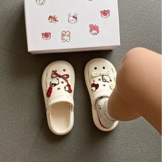 Dép sục nữ đế cao 4cm basic kèm charm Mèo nơ đỏ kiểu sandal quai hậu dễ thương CS-278 Mita