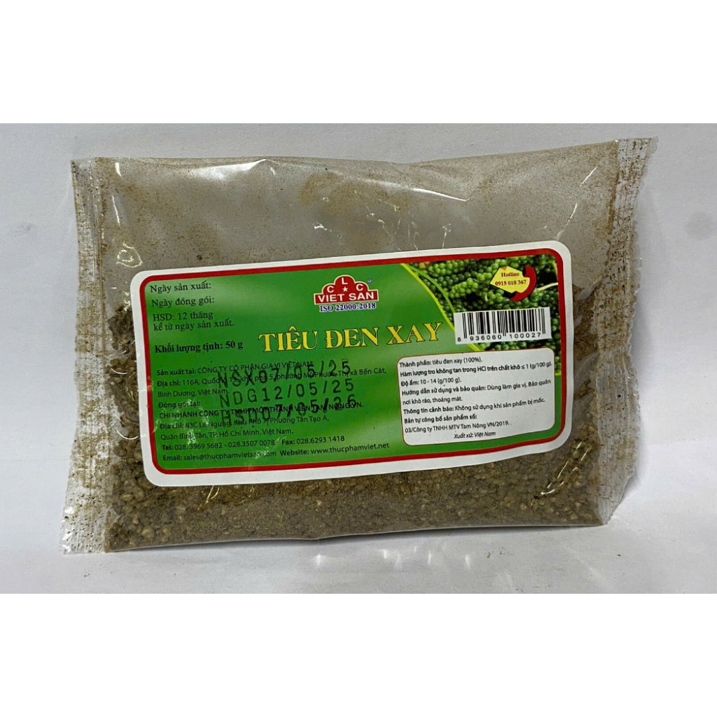 Tiêu Đen Xay Việt San 50g/100g  - Tiêu Xay 100% Nguyên Chất Thơm Nồng Cay Tê Tẩm Ướp Nấu Ăn Đa Năng