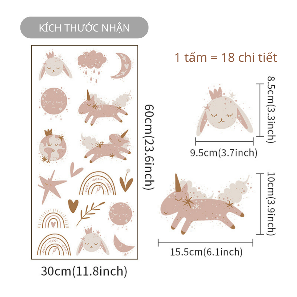 Sticker Decal Dán Tường Mẫu Động Vật 13 Có Keo Sẵn - Trang Trí Cửa Kính - Decor Phòng Ngủ