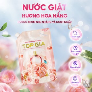 [COMBO 5L] Nước Giặt Xả TopGia Hương Hoa Nắng, Dung Tích 1L, Sạch Sâu Bền Màu, Lưu Hương 72H, Dịu Nhẹ Cho Da