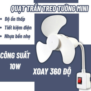 Quạt Trần Mini Gắn Đui Đèn E27 Kèm Phích Cắm 2 Chân– Quạt Trần Mini 3 Cánh Làm Mát Phòng Xoay 360 Độ