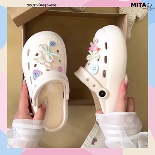 Dép sục nữ đế cao 4cm basic kèm charm Nơ màu kiểu sandal quai hậu dễ thương CS-279 Mita