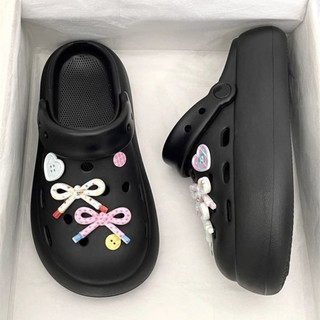 Dép sục nữ đế cao 4cm basic kèm charm Nơ màu kiểu sandal quai hậu dễ thương CS-279 Mita