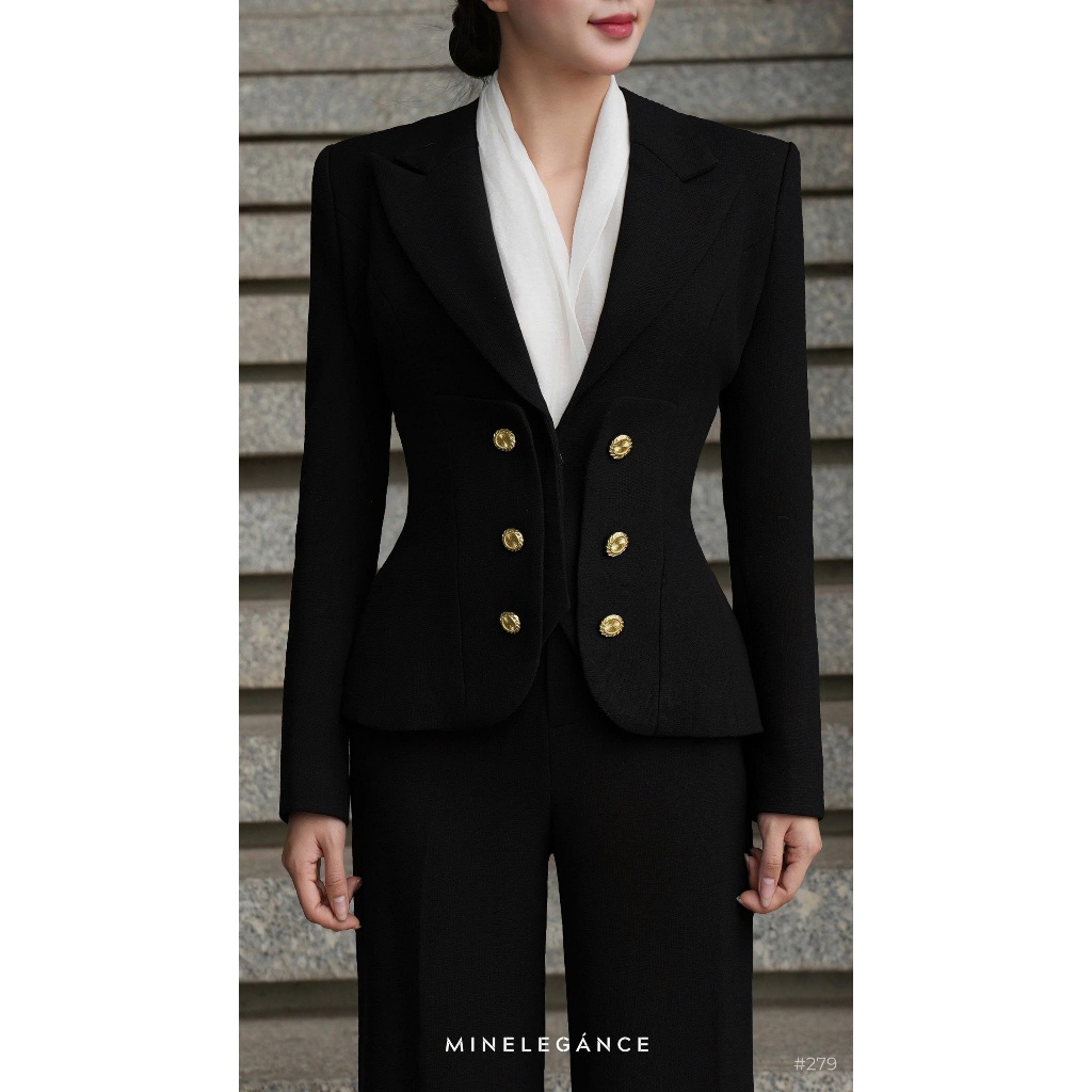 MINELEGÁNCE | SET VEST VẠT BONG PHỐI CÚC MẠ VÀNG THANH LỊCH, SANG TRỌNG - MIN279
