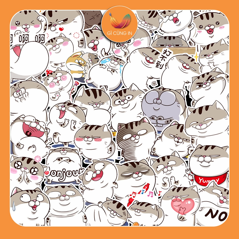 50 Sticker Mèo Ami chống nước sticker dán laptop, điện thoại, đàn guitar, mũ bảo hiểm, vali