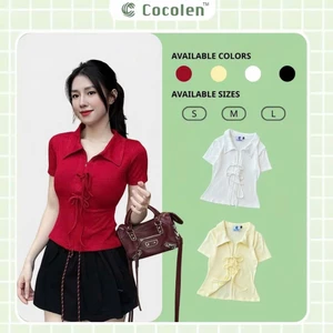 Áo Rib Cổ Bẻ Buộc Nơ Cocolen - Áo Thun Chất Liệu Co Dãn Nơ Buộc Dễ Điều Chỉnh Ôm Sát Vừa Phải - A017