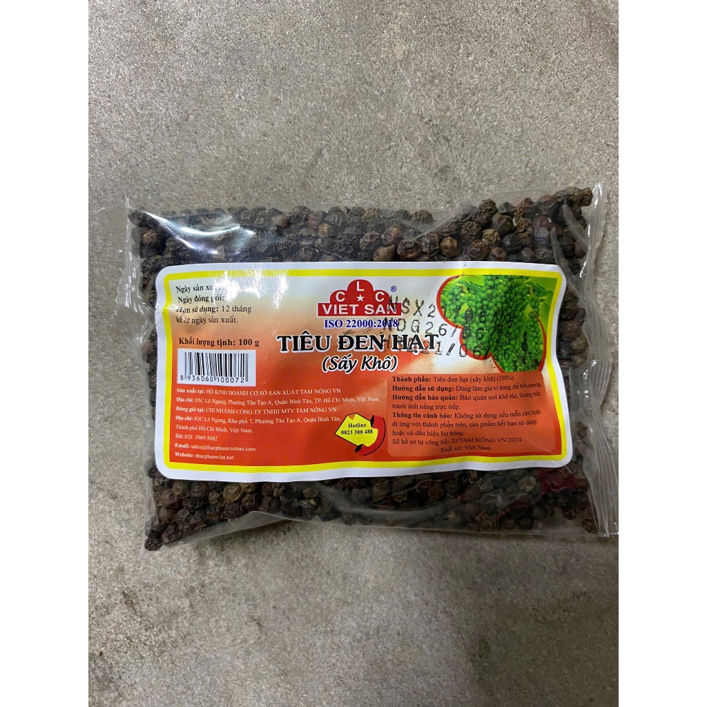 Tiêu Đen Hạt Việt San 50g/100g - Hạt To Chắc Nguyên Chất Thơm Nồng Cay Tê Loại 1