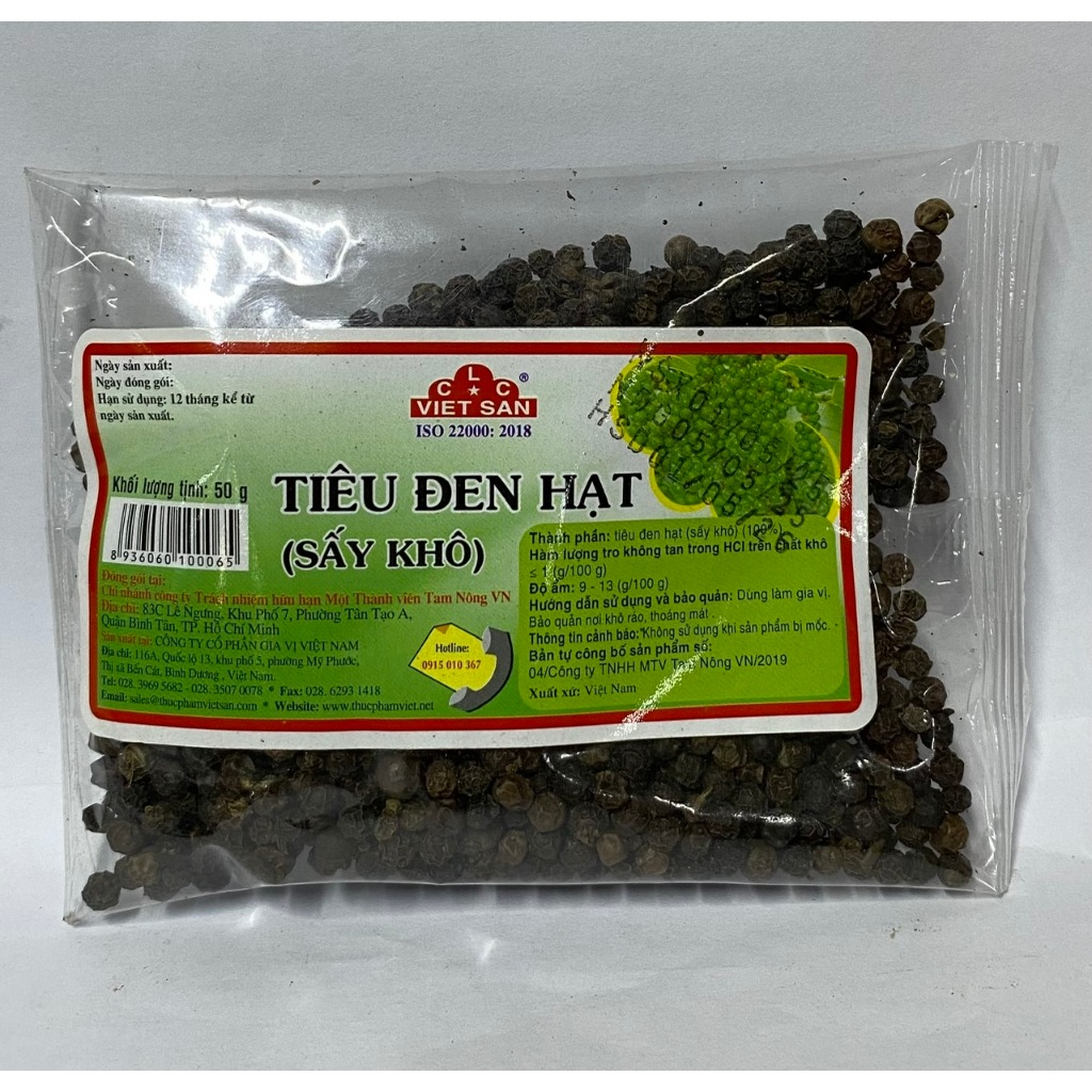 Tiêu Đen Hạt Việt San 50g/100g - Hạt To Chắc Nguyên Chất Thơm Nồng Cay Tê Loại 1
