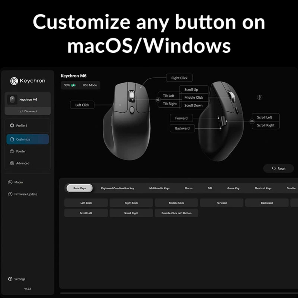 Chuột Keychron M6 Wireless All Silent (Pixart 3395) /Silent (PixArt 3311) - Kết nối 3 Mode, Pin 180H, Bảo hành 12 Tháng | BigBuy360 - bigbuy360.vn