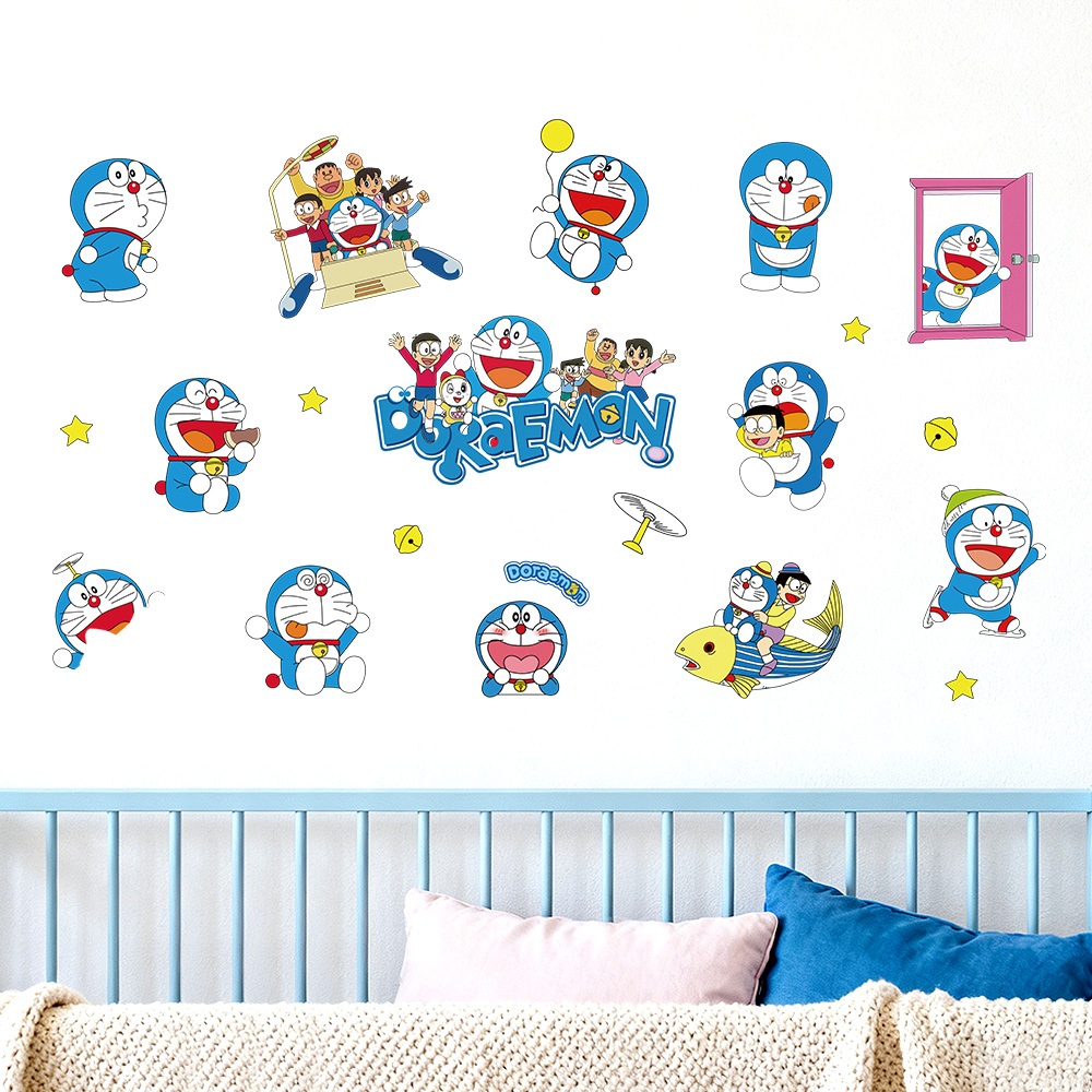Sticker Decal Dán Tường Mèo Xanh Có Keo Sẵn - Trang Trí Cửa Kính - Decor Phòng Ngủ