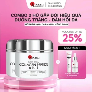 2 Hũ Kem Dưỡng Ẩm Kihasu Collagen 6in1 Dưỡng Da Trắng Sáng Đều Màu, Cung Cấp Độ Ẩm, Giúp Da Săn Chắc, Đàn Hồi, Trẻ Trung