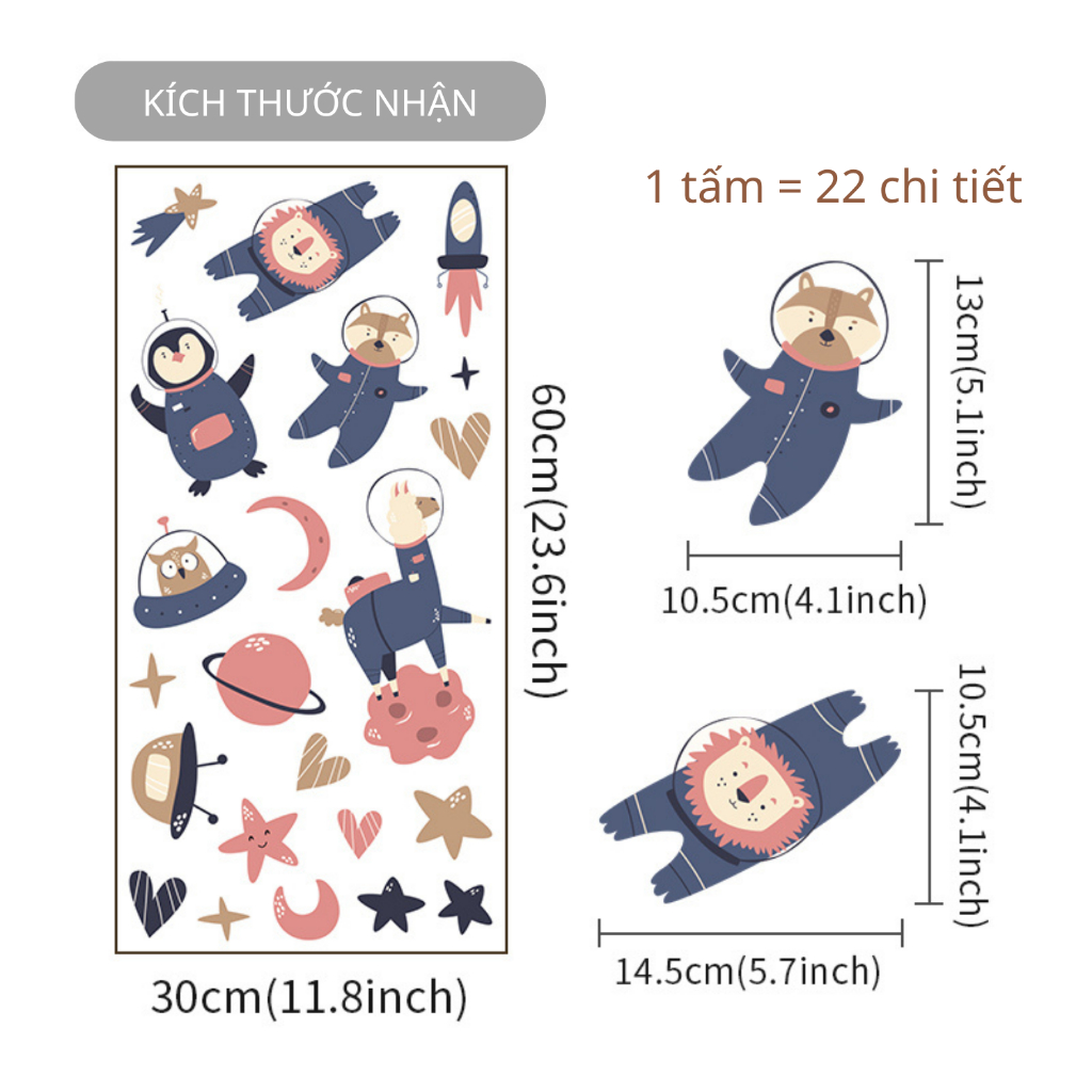 Sticker Decal Dán Tường Mẫu Động Vật 10 Có Keo Sẵn - Trang Trí Cửa Kính - Decor Phòng Ngủ