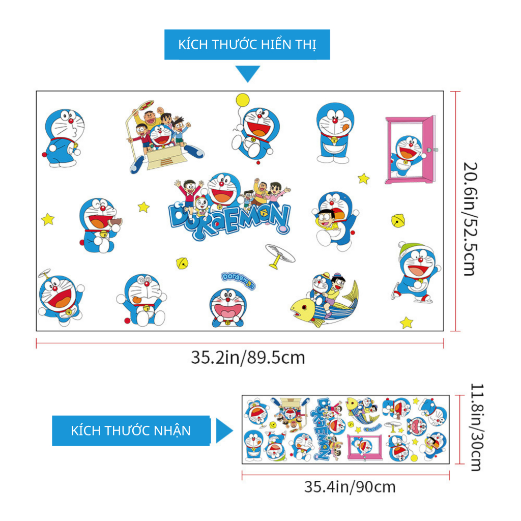 Sticker Decal Dán Tường Mèo Xanh Có Keo Sẵn - Trang Trí Cửa Kính - Decor Phòng Ngủ