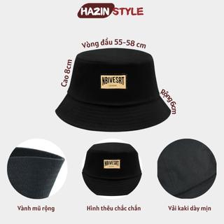 Mũ bucket HAZIN thêu chữ, mũ vành tròn form mềm chất vải kaki dành cho nam nữ phong cách hàn quốc