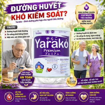Sữa Bột Cho Người Tiểu Đường YARAKO PREMIUM GLU ISOMALT Giải Pháp Dinh Dưỡng Cho Người Tiểu Đường