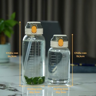 Bình Thủy Tinh Cao Cấp Nắp Bật Tiện Lợi, Dung tích 750ml - 1000ml, Chịu Nhiệt Cao, Bền Bỉ