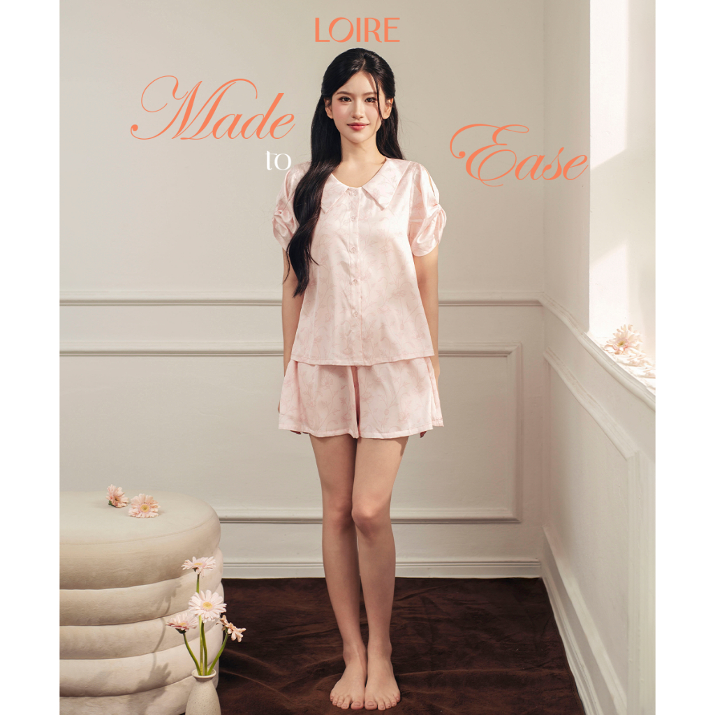 [Made to Ease]Bộ Mặc Nhà Lisse Loire FDMN260366 Họa Tiết Hoa Chìm Chất Lụa Pháp