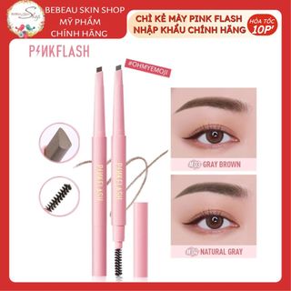 Chì Kẻ Mày PINK FLASH WATERPROOF AUTO EYEBROW PENCIL Kèm Cọ Dễ Tán Chống Nước Lâu Trôi 0.2g PF-E09