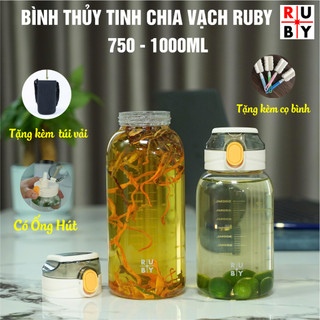 Bình Thủy Tinh Cao Cấp Nắp Bật Tiện Lợi, Dung tích 750ml - 1000ml, Chịu Nhiệt Cao, Bền Bỉ