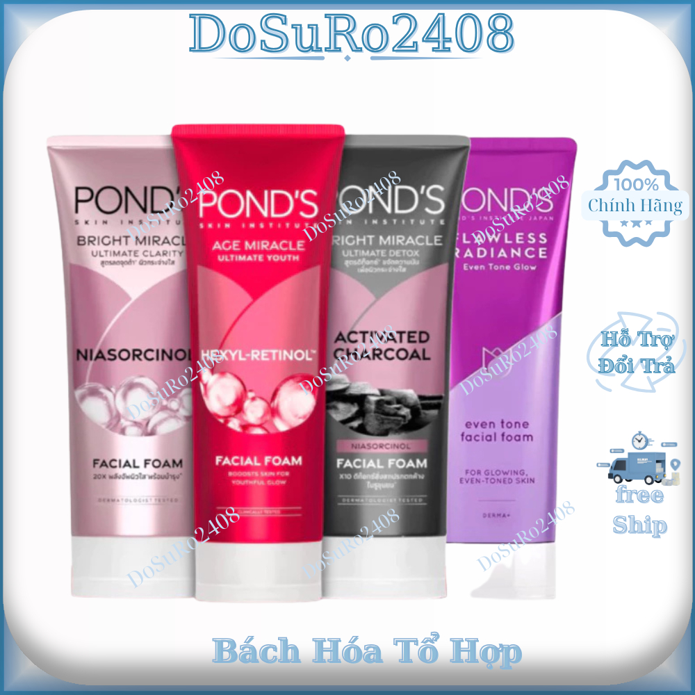 Sữa Rửa Mặt Pond's mới 3X sáng mướt với Niacinamide và Vitamin C, không gây khô da,giảm lão hoá 100g