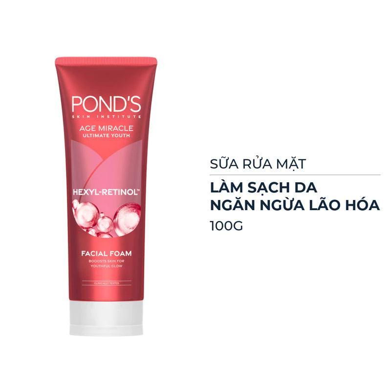 Sữa Rửa Mặt Pond's mới 3X sáng mướt với Niacinamide và Vitamin C, không gây khô da,giảm lão hoá 100g