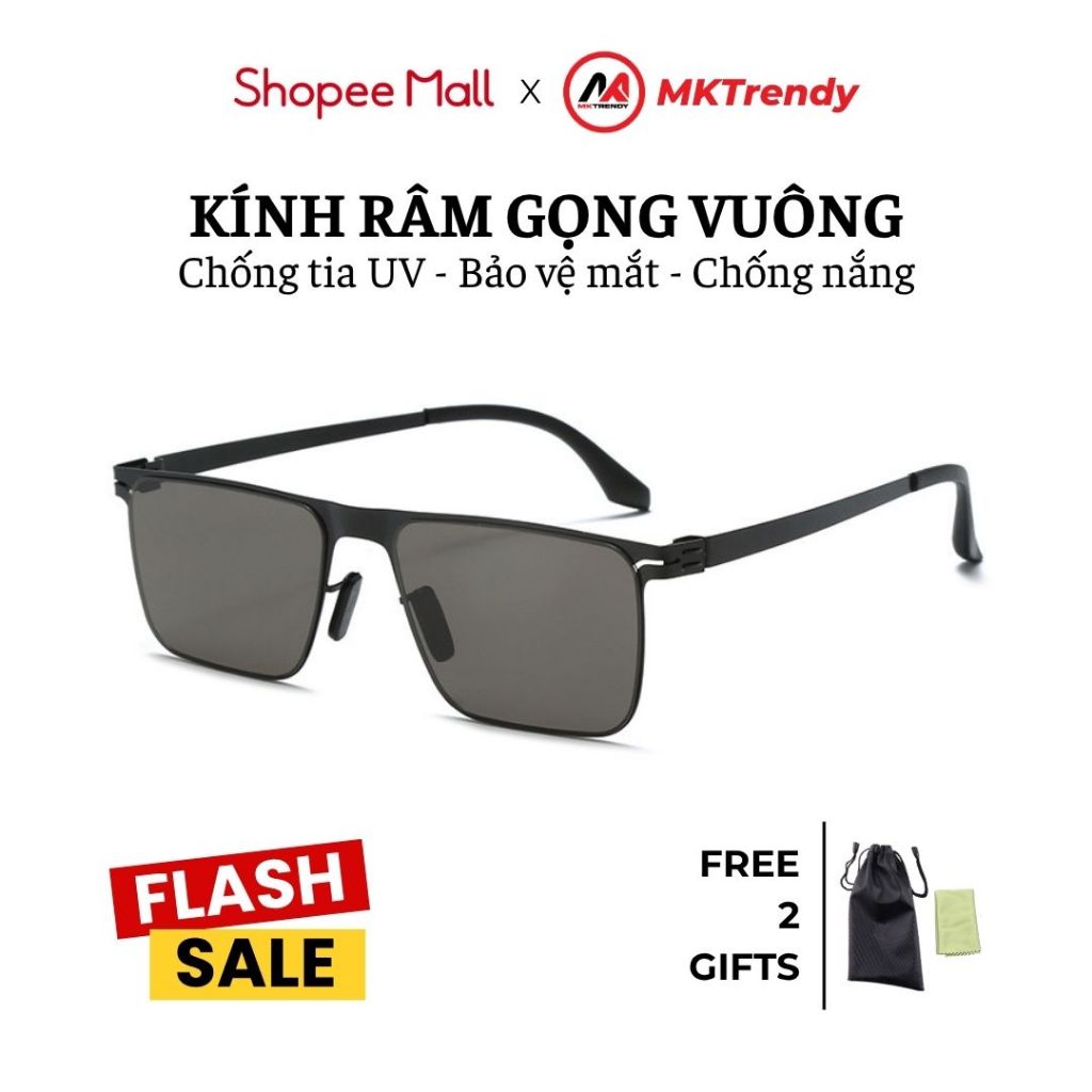 [Live x MKTRENDY] Kính râm gọng vuông nam chống chói nắng chống tia UV thời trang M6