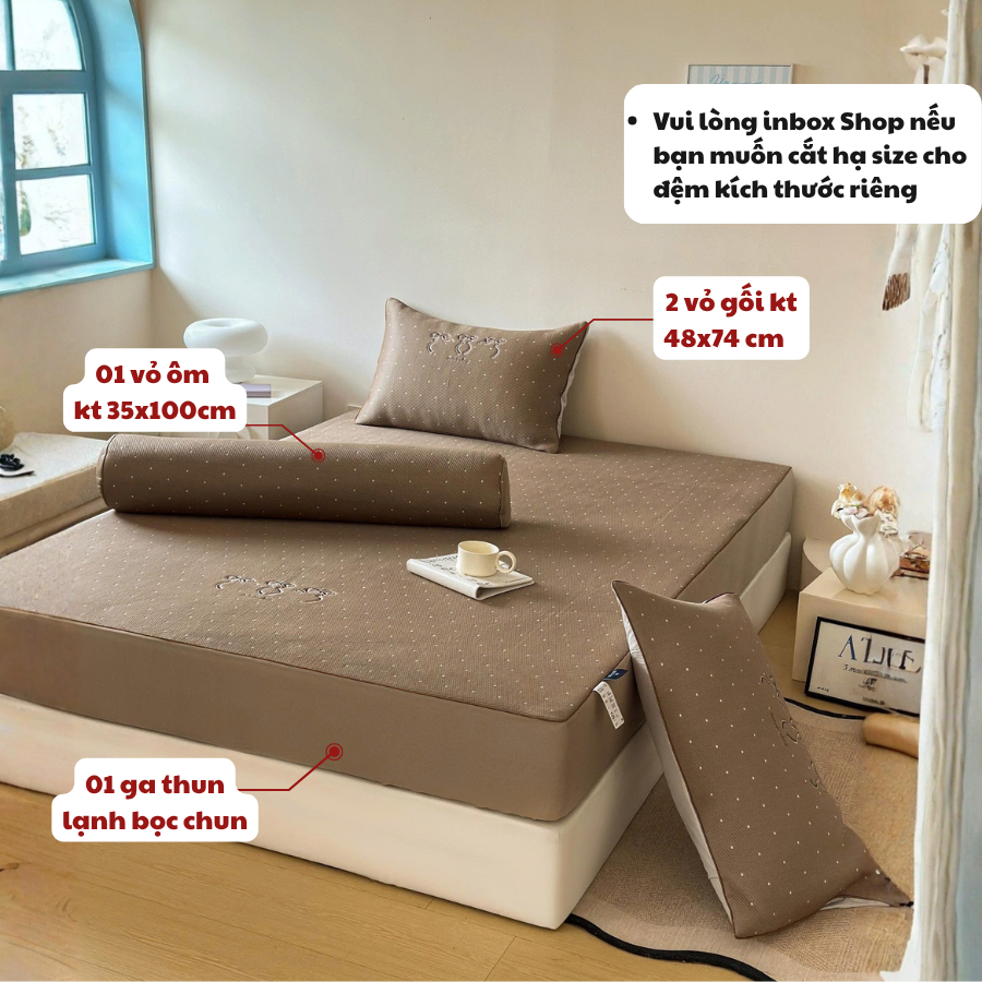(CDH01)-Chiếu điều hòa băng lạnh đệm chân cao 25cm MemMinbedding Luxury cao cấp thế hệ mới cool latex mềm mát thoáng khí