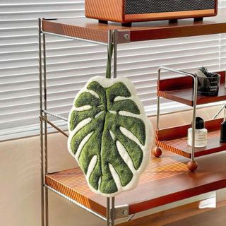 [bongbaydecor24]Khăn lau tay hình lá cây dày dặn, thấm hút tuyệt vời, kèm dây treo tiện dụng
