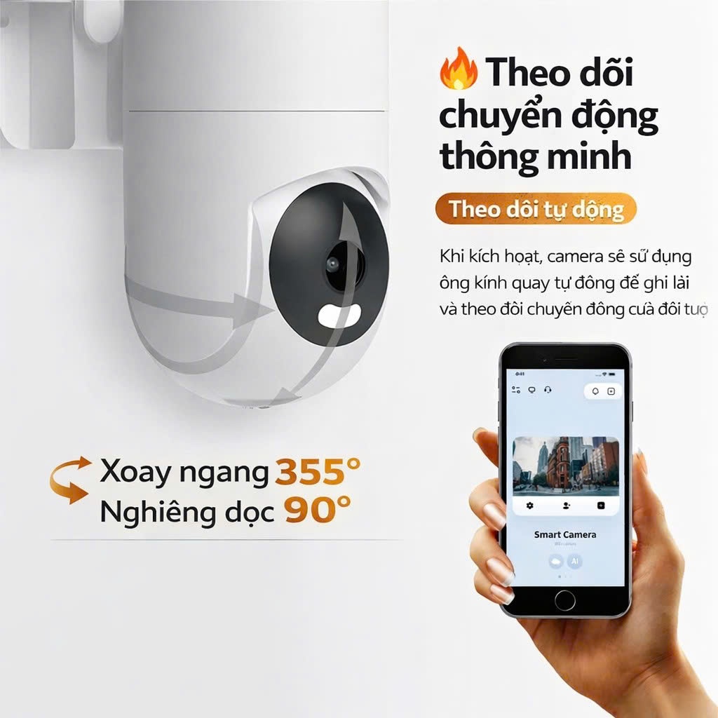 Camera WiFi Không Dây 1080P Dùng Trong Nhà Ngoài Trời Camera Quan Sát Ngày Đêm Đàm Thoại 2 Chiều Phát Hiện Chuyển Động
