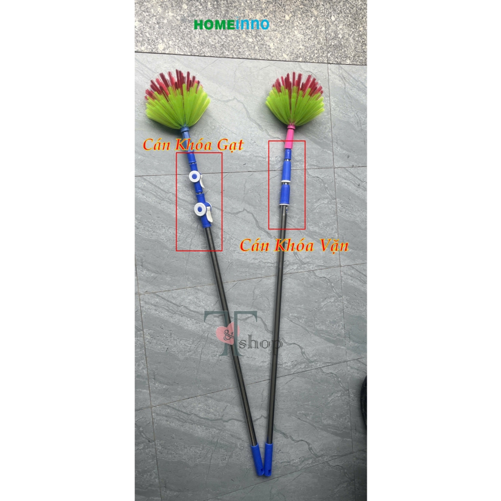 Chổi Quét Trần Nhà, Quét Mạng Nhện Đầu Gai Cán Tăng Đơ Inox Homeinno Nhiều Kích Thước 1m4/2m/ 3m/4m/5m/6met