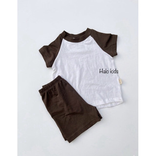 Bộ cộc tay cotton xuất phong cách hàn quốc cho bé trai bé gái