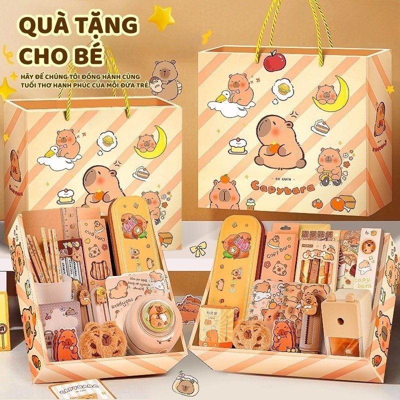 Hộp quà tặng văn phòng phẩm hoạt hình Bộ sản phẩm bao gồm nhiều loại văn phòng phẩm món quà ý nghĩa