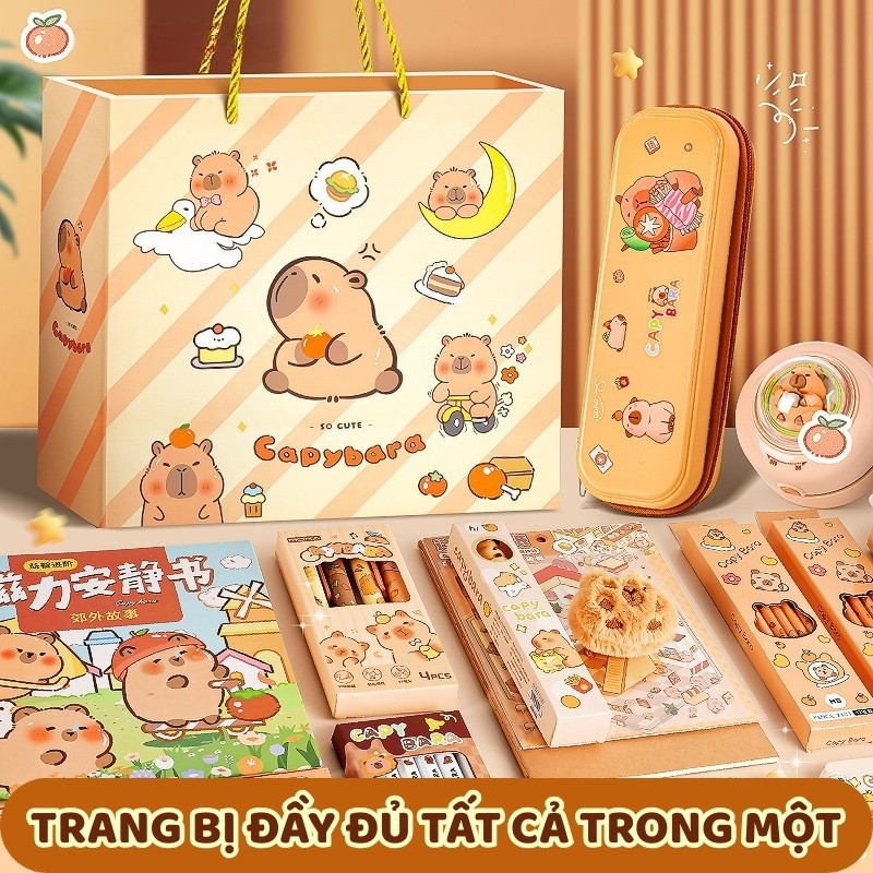 Hộp quà tặng văn phòng phẩm hoạt hình Bộ sản phẩm bao gồm nhiều loại văn phòng phẩm món quà ý nghĩa