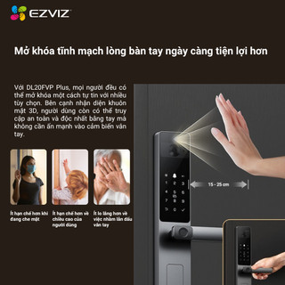 Khóa Thông Minh EZVIZ DL20FVS Plus Mở khóa Tĩnh Mạch, Nhận diện Khuôn Mặt, Màn Hình 4 inch - Miễn phí lắp đặt HCM & HN