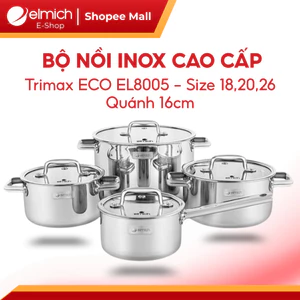 Bộ Nồi Elmich Trimax ECO 8005 | 4 Món Liền Khối Đáy Từ, Dùng Mọi Loại Bếp, Inox 3 Lớp Nấu Nhanh Bền