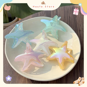 Kẹp Tóc Nhựa Hologram Xà Cừ Sao Biển Hải Sản Đại Dương Càng Cua Quà Tặng Bạn Nữ Dễ Thương