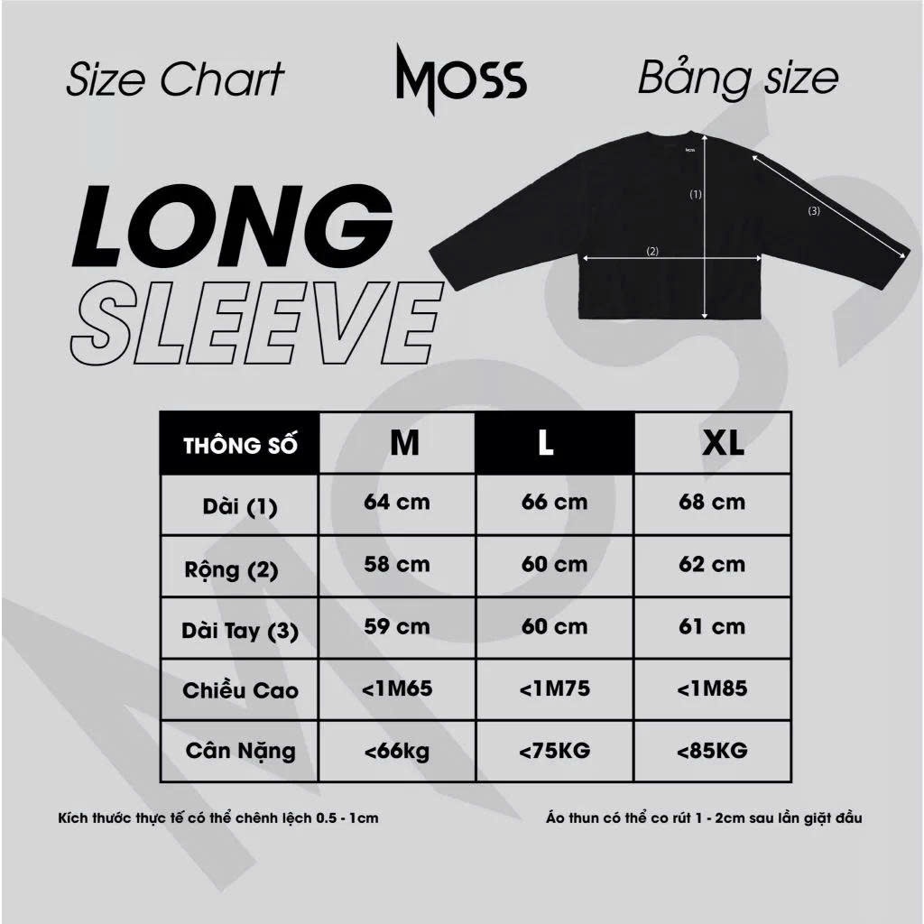 ÁO THUN BOXY TAY DÀI 260GSM IN LOGO CAO SU NỔI - "BASIC MOSS" - CHẤT COTTON 100% 260GSM PREMIUM MOSS
