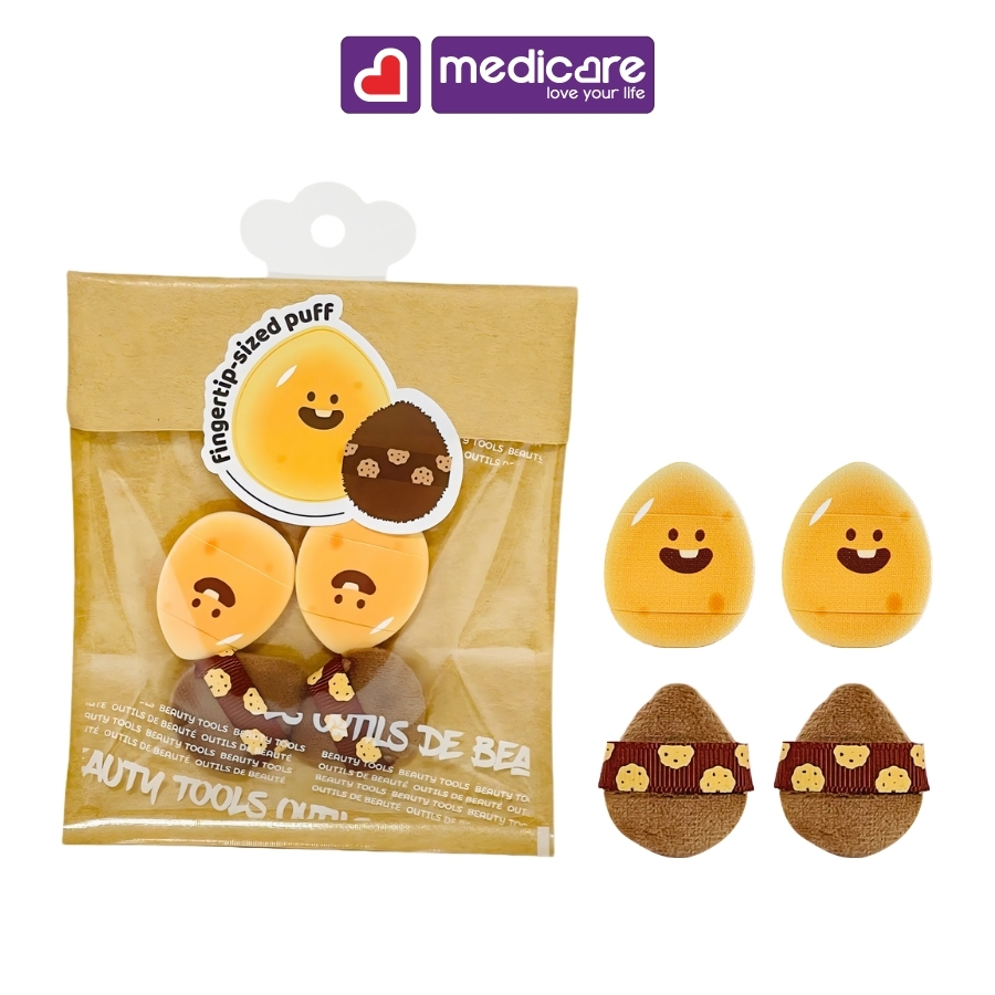Mút Tán Nền + Bông Phấn Mini IDEALFUL Bakery Collection 4 Cái