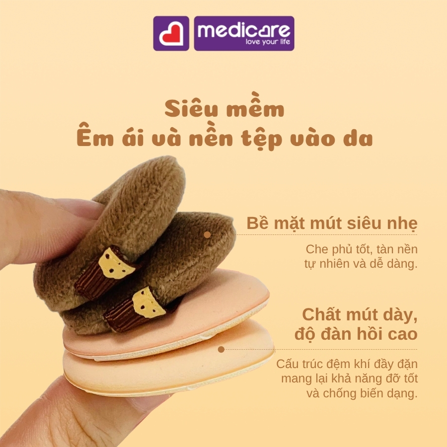 Mút Tán Nền + Bông Phấn Mini IDEALFUL Bakery Collection 4 Cái