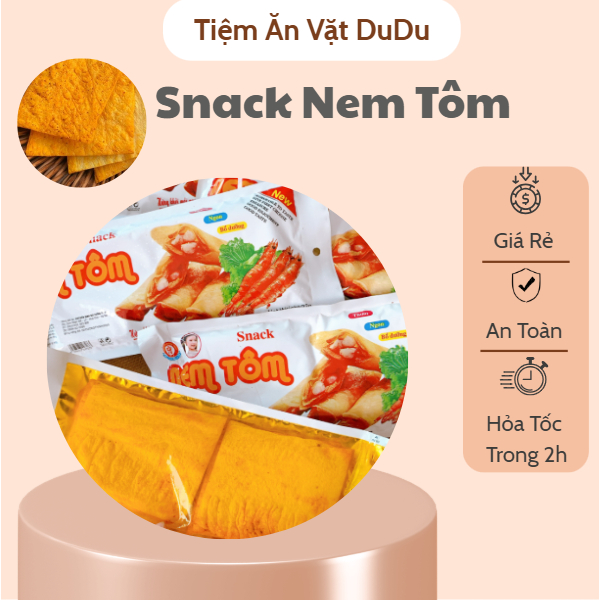 Snack Nem Tôm Ba Anh Em Food, Snack Tẩm Vị Cay Cay Giòn Rụm - Đồ Ăn Vặt