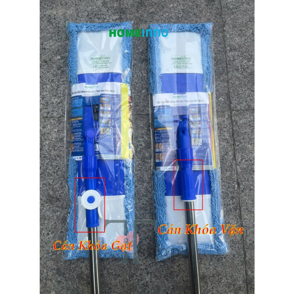 Cây Lau Nhà Bản Nhựa 60cm Tấm San Hô Homeinno Cán Rút Thu Ngắn 100cm Dài Ra 145cm