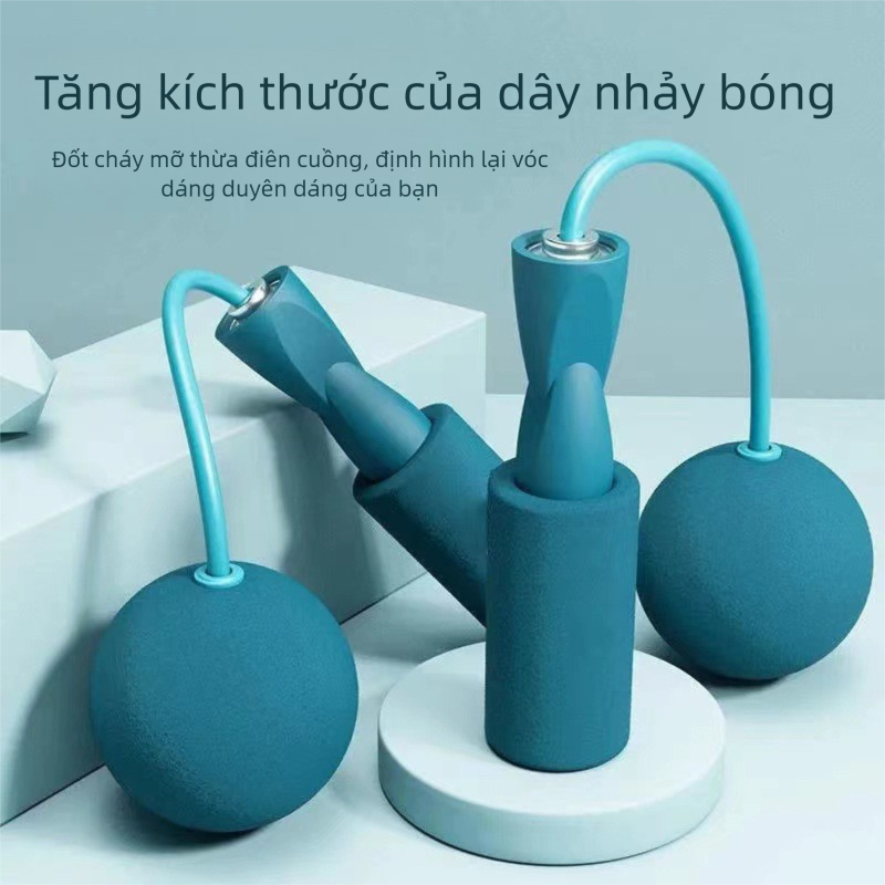Dây Nhảy Không Dây Có Bóng Tạ Tay Cầm Mút Êm Dây Nhảy Tập Thể Lực Tại Nhà Gọn Nhẹ, Phù hợp tập tại nhà