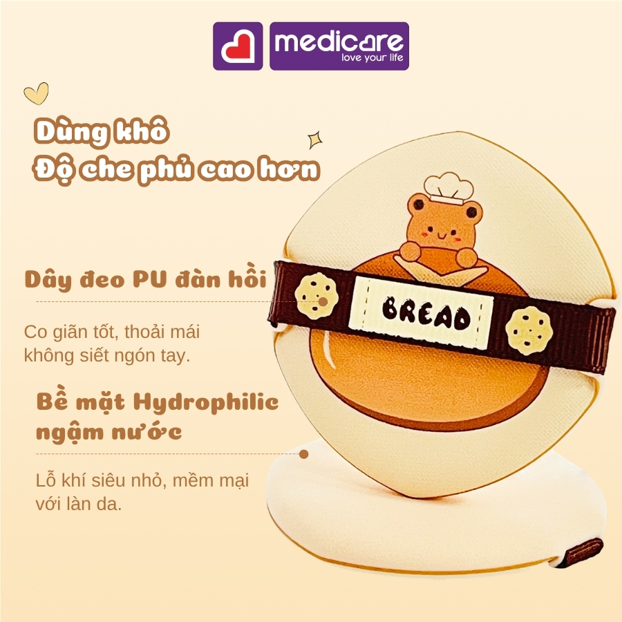 Mút Tán Nền IDEALFUL Bakery Collection Cushion Puff Bear 2 Cái