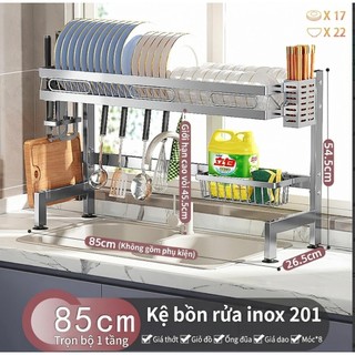 Kệ Inox Cao Cấp Để Chén Đĩa 1 Tầng Qua Bồn Rửa Chén Giàn Treo Bát đĩa Inox Chất Lượng Cao Trên Bồn Rửa Chén Nhà Bếp
